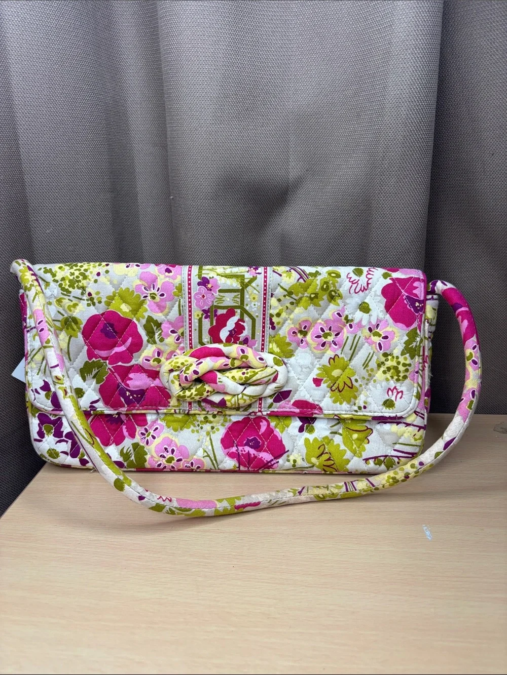 Vera Bradley Pink and Green Quilted Floral Shoulder Bag